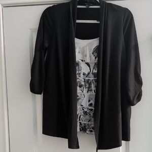 AB Studio Classic Black Open Cardigan